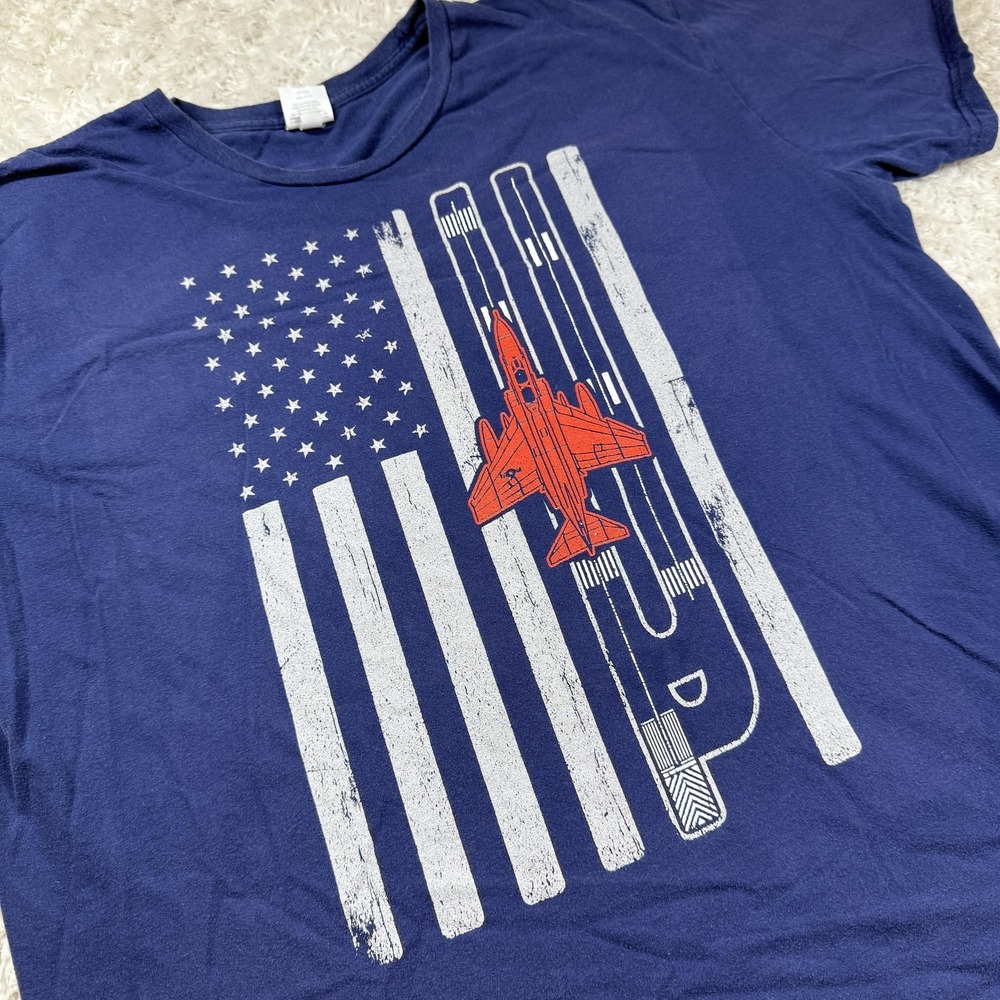 American Flag Fighter Jet T Shirt Mens XL Patriotic Aviation USA Dadcore Merica - Picture 2 of 9